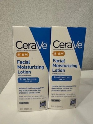 2 Pack CeraVe AM Facial Moisturizing Lotion 3 oz each NEW IN BOX - Free Shipping