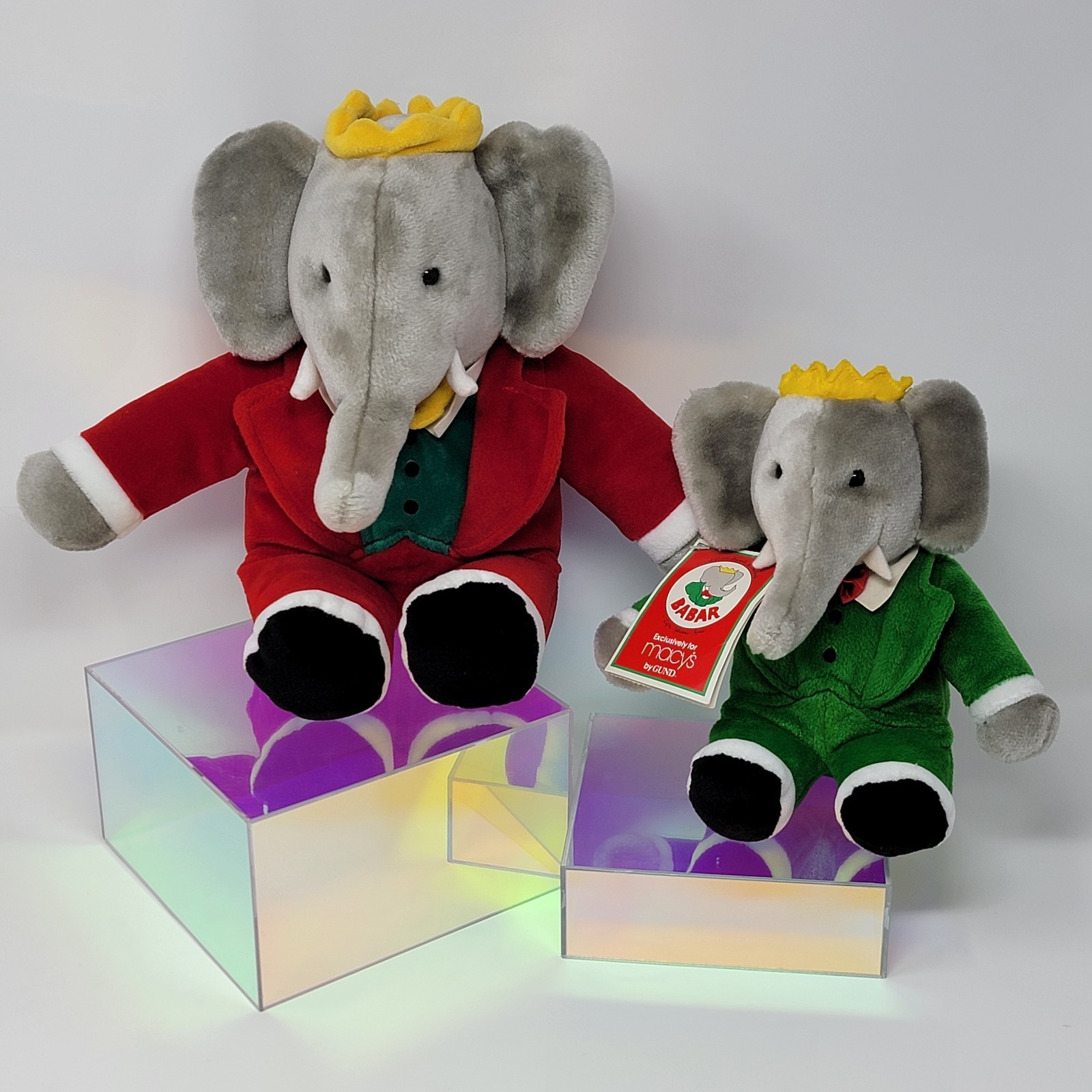 VINTAGE 1988 GUND Babar The Elephant Plush Lot (2) Macy's Exclusive NWT/NWOT