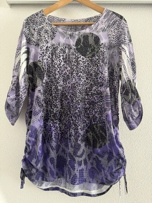 Damen Shirt, von Liberty, Gr. 40/42, Lila/Schwarz/Grau/Creme ++top++