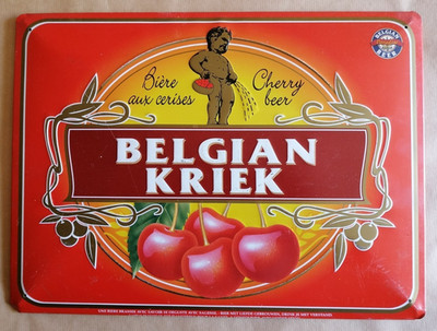 Bistroschild BELGIAN KRIEK Kirschbier-Cherry Beer aus bemaltem Blech