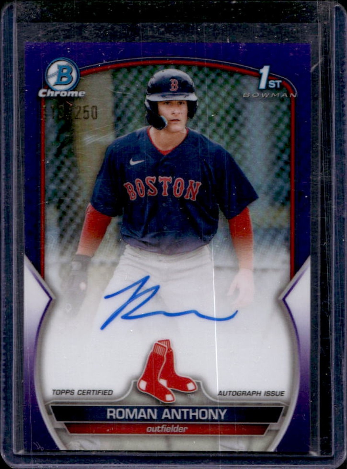 2023 Bowman Roman Anthony Chrome Auto Purple Refractor 1st #/250 Red Sox