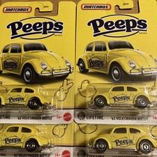 MATCHBOX 2026 YELLOW PEEPS EASTER CANDY 1962 VW BUG 62 VOLKSWAGEN BEETLE LOT X 4