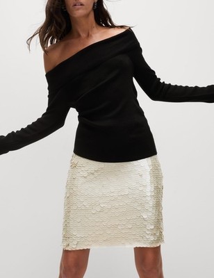 Marks & Spencer Womens Knee length Pencil Sequin Skirt in Neutral - M&S