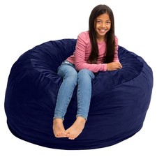 Ultimate Sack 4ft Bean Bag Chair, Oversized Indoor Comfy Lounger, Navy Suede