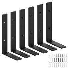 6 Pack Shelf Brackets 10 Inch L Brackets Heavy Duty, Industrial Forged Steel