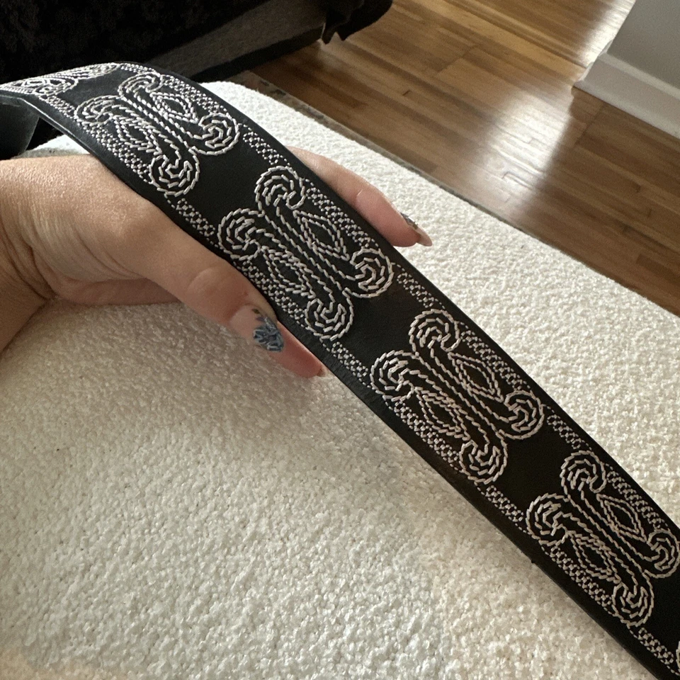 Vintage Coldwater Creek Belt Womens S/M Genuine Leather Western Black Embroider - Image 3 of 4