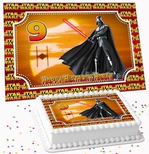 STAR WARS BIRTHDAY RECTANGLE PERSONALISED ICING EDIBLE COSTCO CAKE TOPPER R2-00G