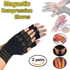 2 Pairs Copper Hands Arthritis Gloves Therapeutic Compression Brace L/XL