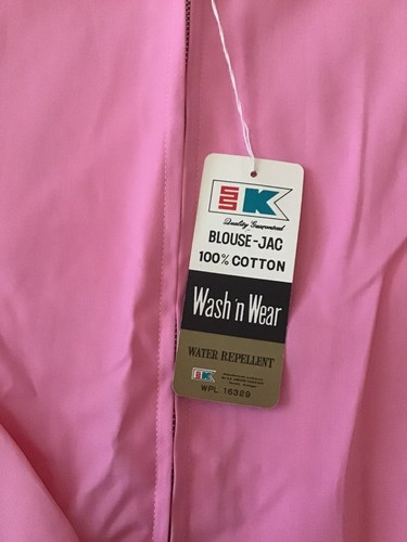 Vintage Pink Cotton Jacket Kmart Zip Up Size Medium SS Kresge Made in Japan NOS - Picture 2 of 8