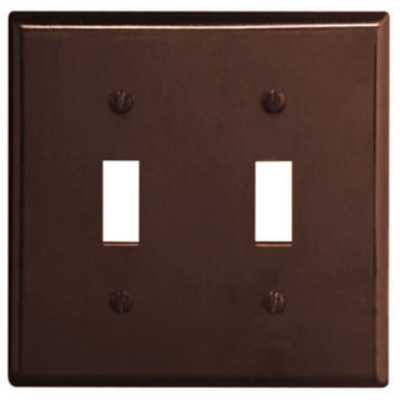 BROWN 2-Gang Light TOGGLE SWITCH Plastic WALLPLATE Cover NEW LEVITON 85009