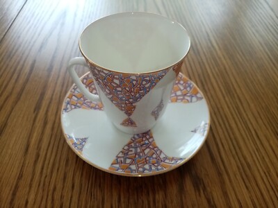 Lomonosov Tasse & Untertasse Hand Decorated 1744 St. Petersburg Russia Goldrand