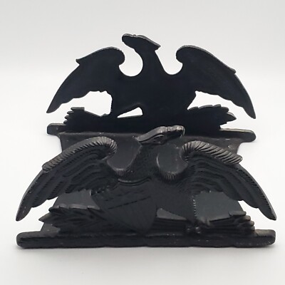 Vintage Spread Eagle Cast Iron Bookends Door Stoppers VA Metalcrafters 1952
