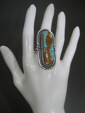 Large Navajo Handmade Sterling Silver Turquoise Stone Ring SIZE 9.25