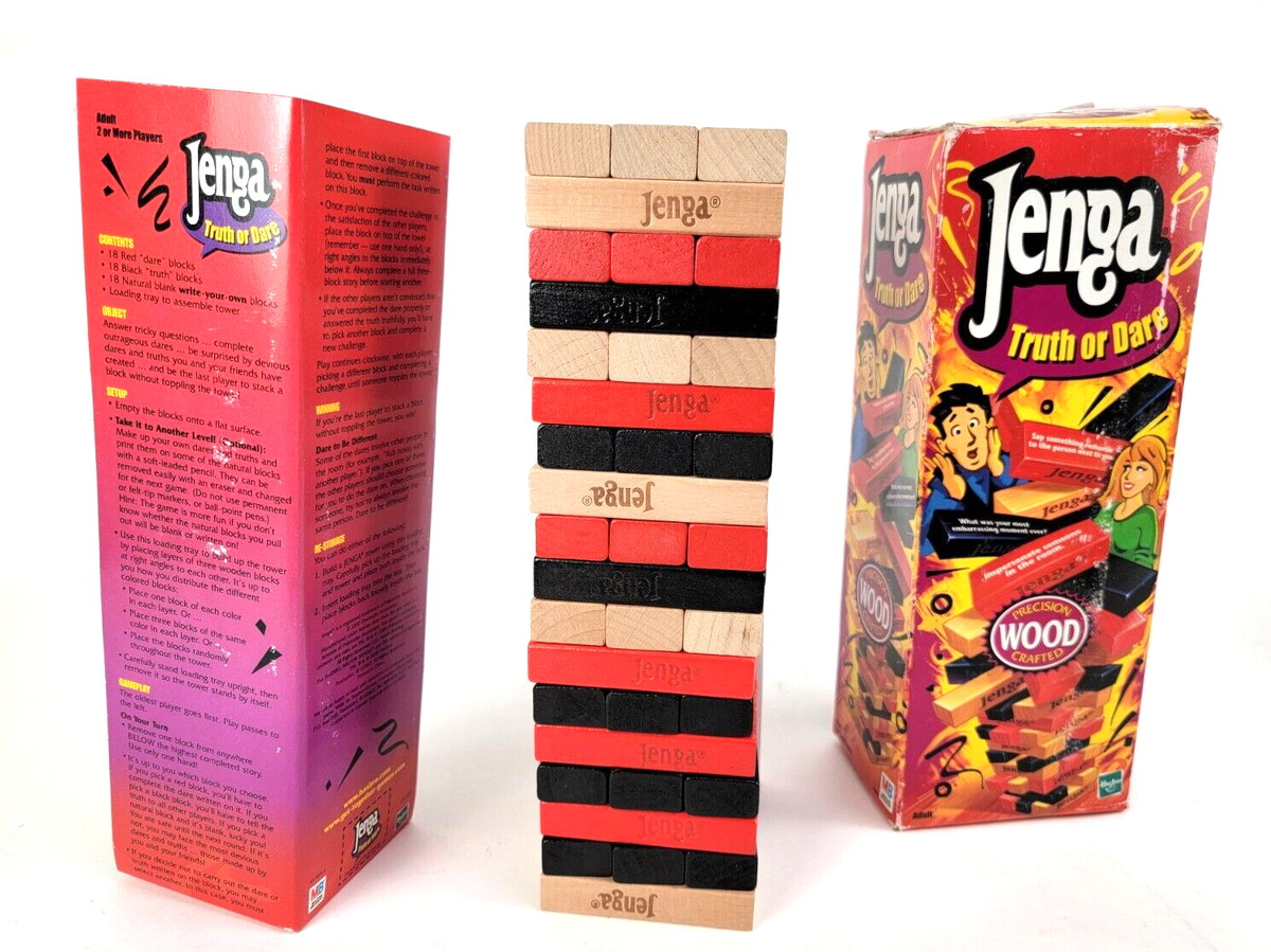 Jenga Truth or Dare -Precision Wood Crafted Blocks -Hasbro Vintage