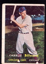 1957 Topps #255 Charlie Silvera Chicago Cubs Baseball Card F/G
