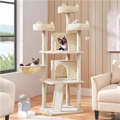 TOPEAKMART Cat Scratcher Tall Cat Tower 69in, Big Cat Condo Furniture with Scratching Posts