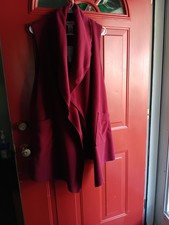 Le Moda Women's Osfa Red Fleece Sleeveless Cape Wrap, Shawl Jacket Coat Pa261