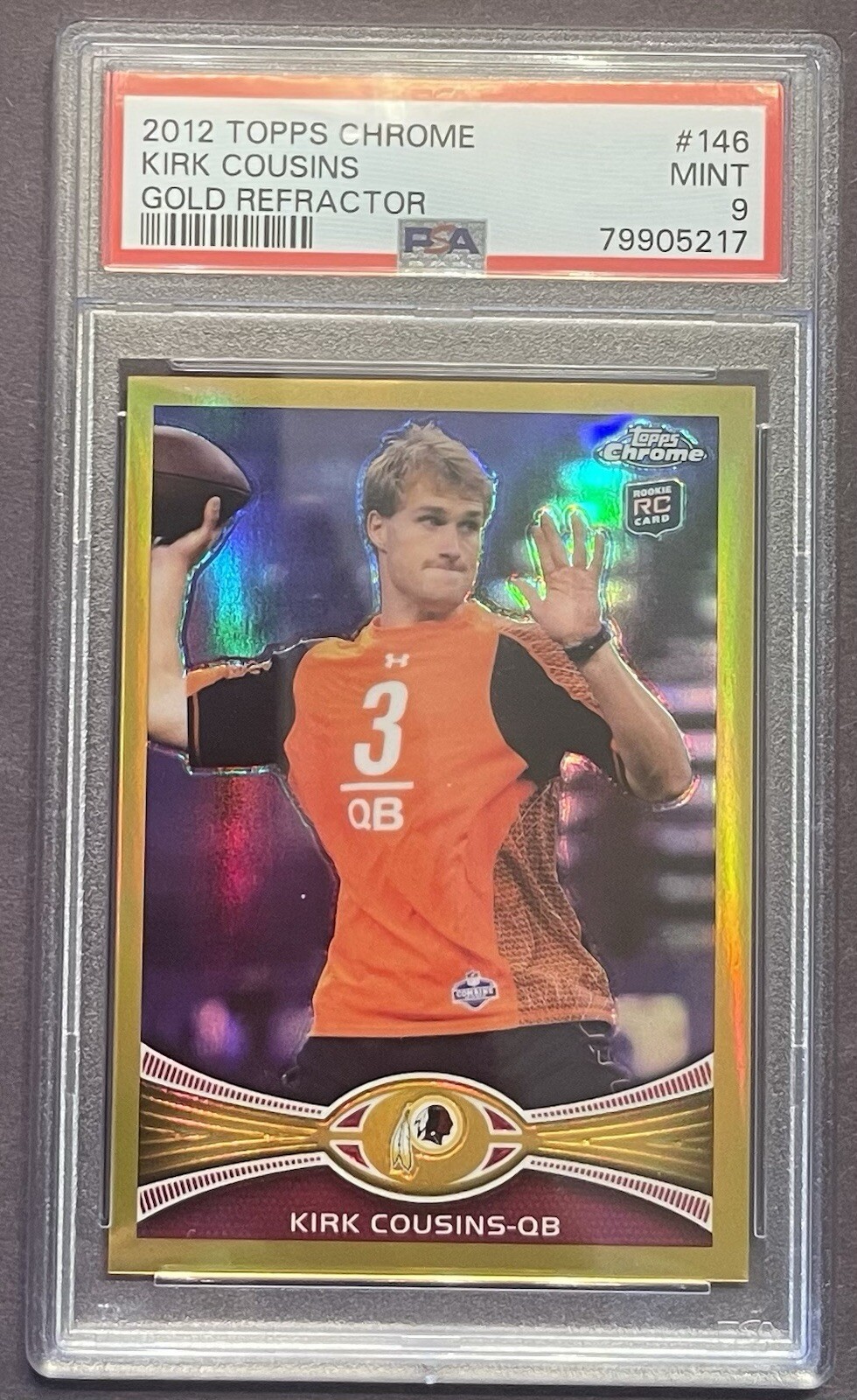 2012 Topps Chrome #146 Kirk Cousins RC Gold Refractor 8/50 PSA 9