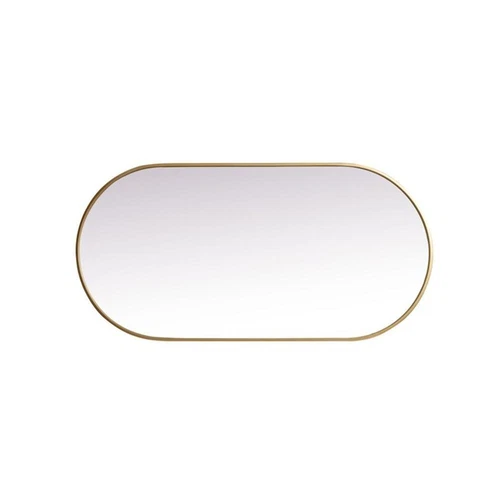 Elegant Decor Asha 24x48" Oval Modern Metal Wall-Mounted Mirror in Brass - Picture 4 of 11