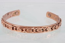 COSTUME COPPER W/ MAGNETS EMBOSSED DESIGN CUFF BRACELET FASHION 7616