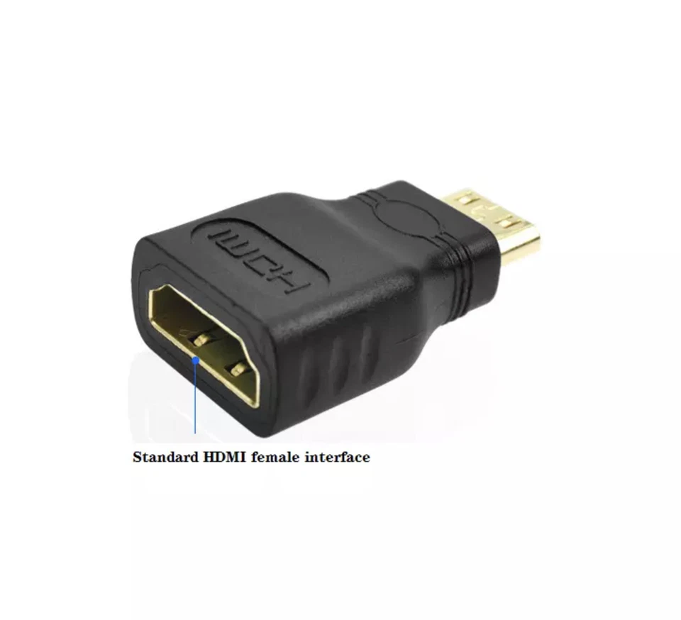 Mini HDMI Male to Standard HDMI Female Adapter Gold Plated HDTV 4K 1080p 3D - Image 3 of 4