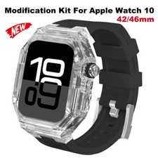 Transparent Case Silicone Band Strap For Apple Watch Series 10 42mm 46mm Mod Kit