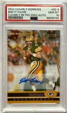 2022 Panini Clearly Donruss BRETT FARVE Clearly Retro 2002 Auto /10 PSA 10