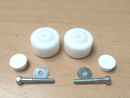 ZERO MOTORCYCLES DSR 2017-2020 BAR END SLIDERS MUSHROOMS PIUCKS KNOBS PADS WHITE - Picture 7 of 8