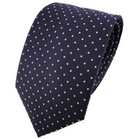 SchöNe Tigertie Krawatte In Marine Dunkelblau Silberweiss Gepunktet - Binder Tie