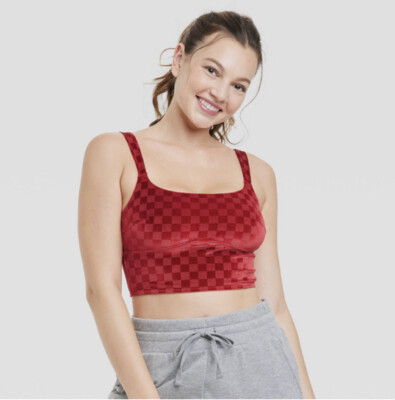 B) New Colsie Women's Size Medium Checkered Velvet Brami