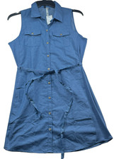 NY Collection Dress Womens size Large Petite PL Blue Chambray Button Down New