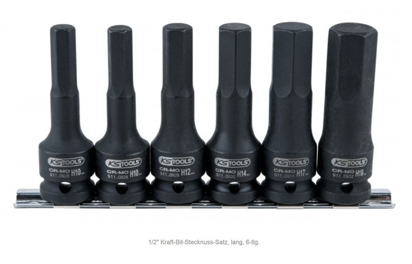 "Ks tools 1/2\" Kraft-Bit-Stecknuss-Satz, Lang, 6-Tlg. 515.1104"-image