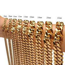 6mm-22mm Gold Silver Color Titanium Steel Cuban Miami Chains Necklaces Big Heavy