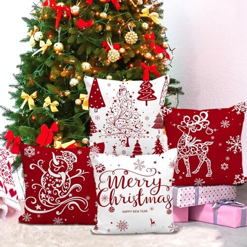 Christmas Throw Pillow Covers 22x22 Set of 4 Christmas Decoration 22