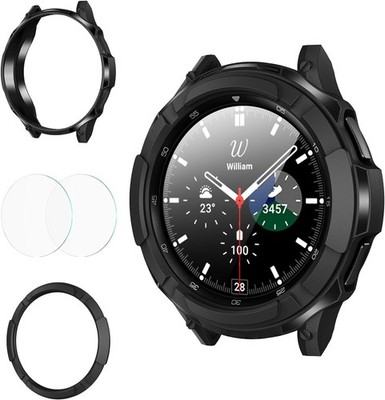 3 in 1 Rugged TPU Armor Bumper Case for Samsung Galaxy Watch 3 45mm + 2 Screen P