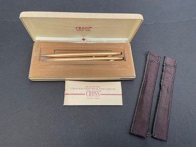 筆記具 cross v2014kt POLLED GOLD #386 Vintage Cross 1/20 14k Gold Filled Ballpoint Pen Pencil Set with