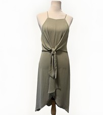 Gilli Women’s Olive Luxe Tie Front Draped Cocktail Dress Medium