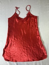 Vintage 90  s California Dynasty Red Lace Neck Slip Lingerie Size M
