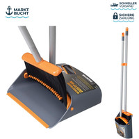 Besen Und Kehrschaufel Set Mit Ausziehbarem Griff 137Cm Orange