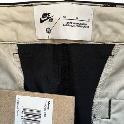 Nike SB Chino Pants Mens 36 Black Loose Fit Straight Leg Stacked