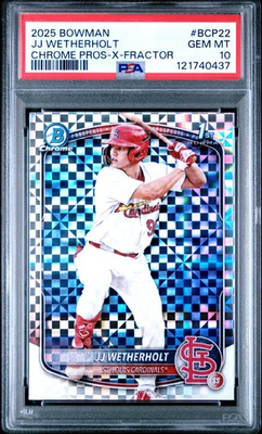 #ad 2025 Bowman Chrome JJ WETHERHOLT 1st Rookie X Fractor PSA 10 🔥 #BCP22 HOT $249.95