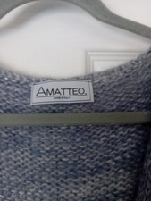 AMATTEO Italian LADIES SZ16 BLUE SPARKLY CHUNKYKNIT OPEN CARDIGAN 50%MOHAIR 983J