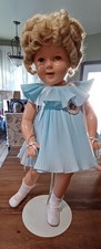 Vintage Shirley Temple Doll 28 inc. Original Blue Pleated Dress and Pin, with...
