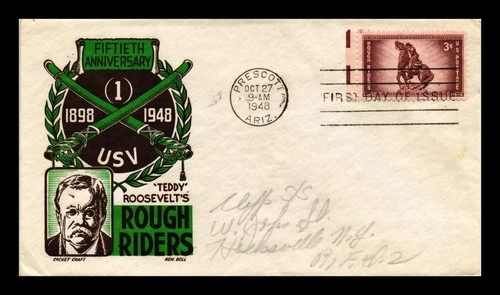 US COVER ROUGH RIDERS 50TH ANNIVERSARY FDC SCOTT 973 KEN BOLL CACHET CRAFT