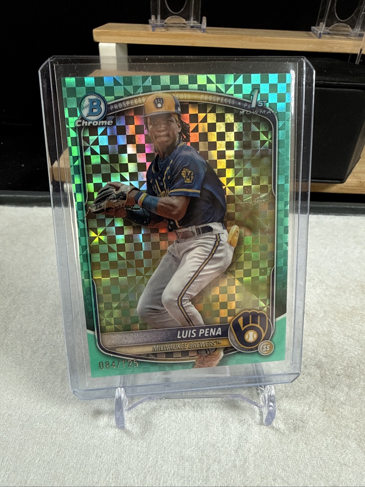 2025 Bowman Chrome Prospects Luis Pena #BCP-38 Aqua X-Fractor /125 Milwaukee
