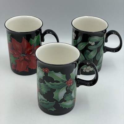 3 x Dunoon Tassen   Stechpalme / Mistel / Weihnachtsstern   Kaffee-/Teetassen   sehr guter Zustand +