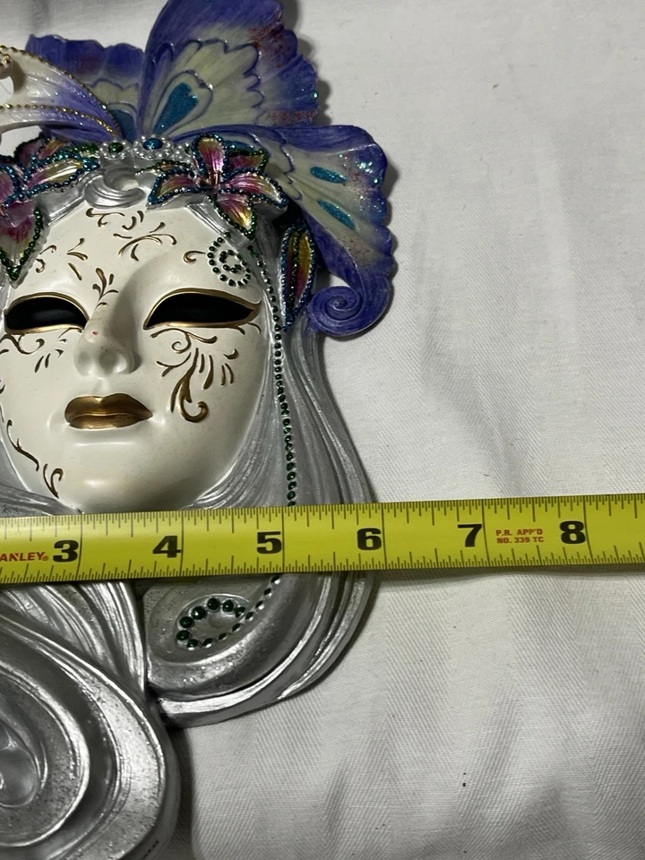 Veronese Carnival Mardi Gras Mask Butterfly Cast Resin Decorative Wall Hanging - Image 4 of 4