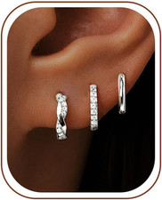 925 Sterling Silver Hoop Earrings for Women Hypoallergenic Silver Small Huggie H