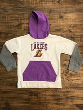 Los Angeles Lakers Youth Hoodie Medium 8 NBA Purple Gray Licensed Pullover Swe