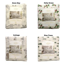 Lenox 6-Piece Soft & Warm 100% Cotton Flannel Sheet Set, Queen